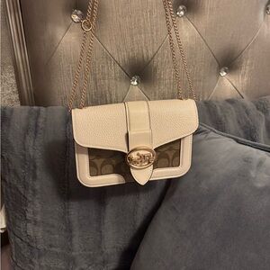 Coach Cream and Brown Crossbody Bag